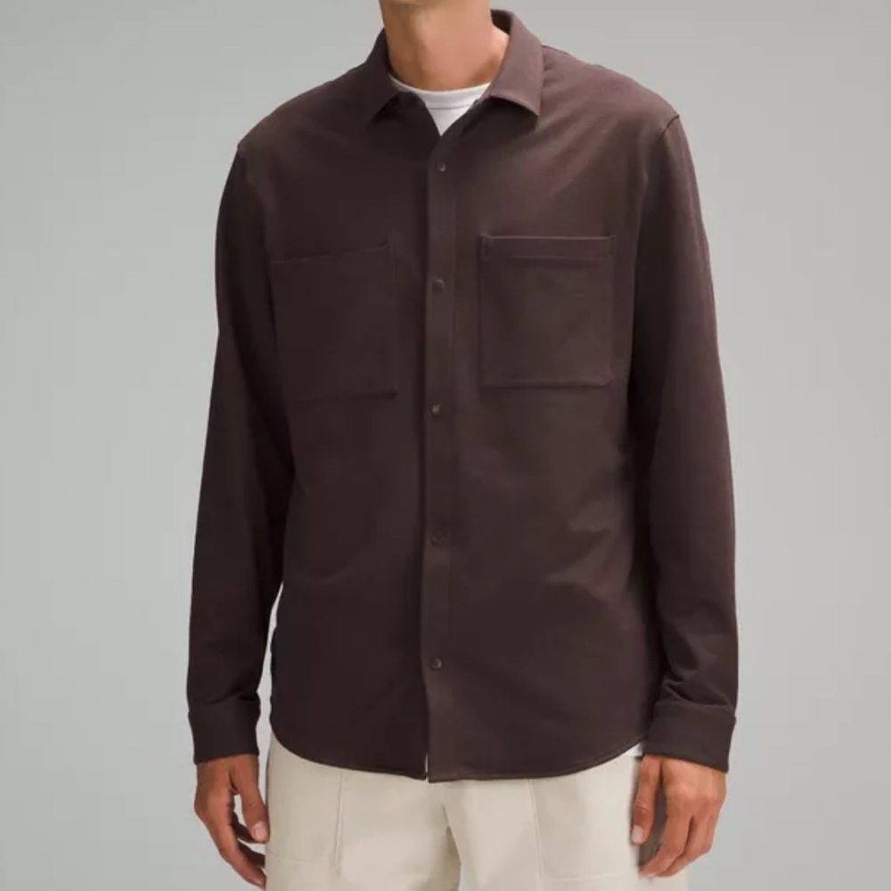 Lululemon Soft Knit Overshirt French Terry Snap Button Shirt Espresso Men’s XL